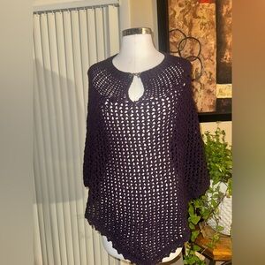 Y2K Liz Claiborne open-knit crochet poncho